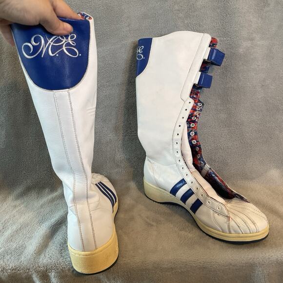 Y2K Adidas Missy Elliott Remix White/Blue Leather Boxing Boot size 10 RARE* - Picture 4 of 7